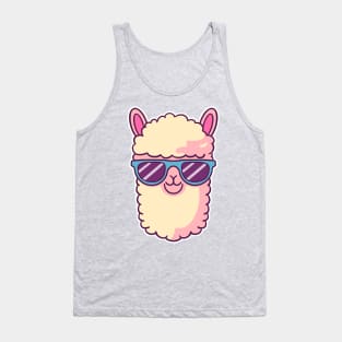 Kawaii Llama Wearing Sunglasses. No Drama Llama Tank Top